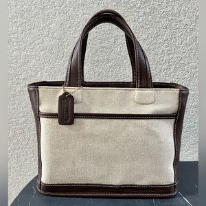 Vintage Coach Canvas Bleecker Satchel Style 6121 Beige/Mahogany Vtg